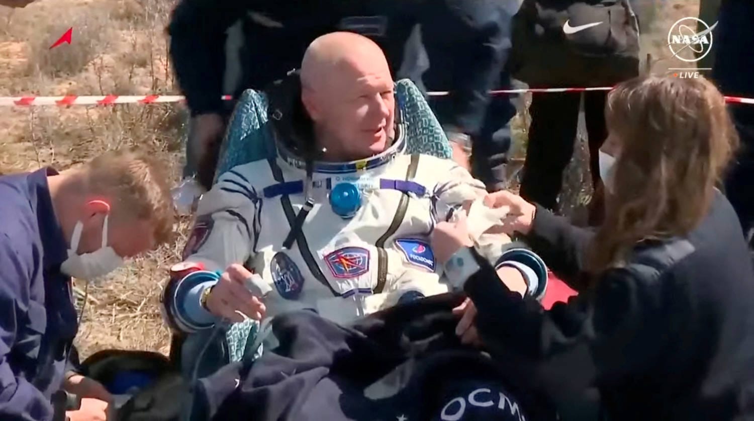 A Russian descent vehicle landed safely in Kazakhstan with astronauts from Russia, Belarus, and the United States