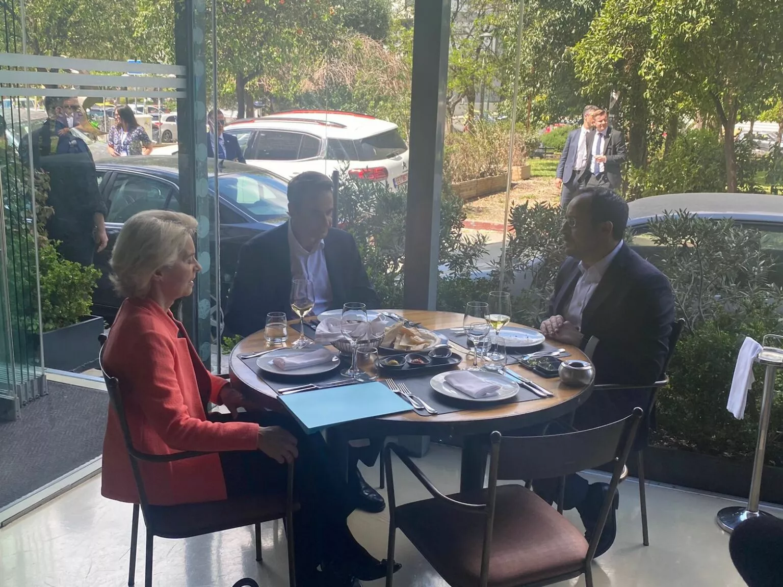 After the 15th Congress of the New Democracy, Greek Prime Minister Kyriakos Mitsotakis and President of the European Commission Ursula von der Leyen joined Nikos Christodoulides for a lunch in Athens