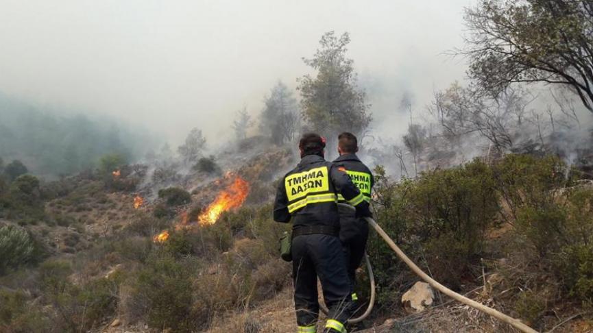 Um incêndio deflagrou no domingo, por volta das 11h15, numa zona seca perto da comunidade de Dora, no distrito de Limassol