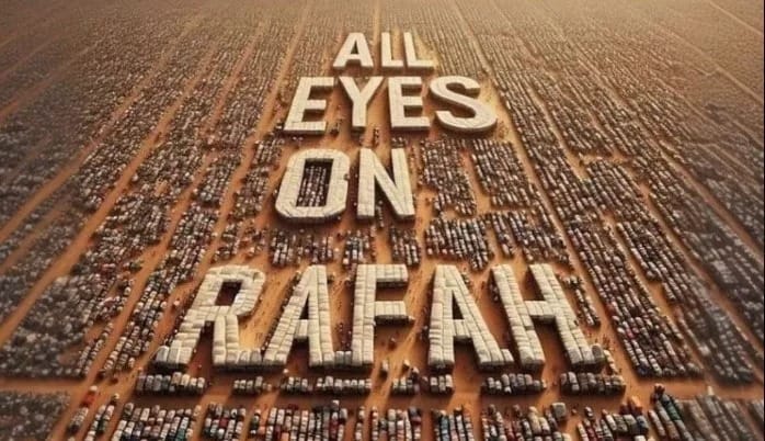 La campaña "Todos los ojos puestos en Rafah" está ganando adeptos en Europa Occidental, Australia e India, con el objetivo de concienciar sobre el conflicto de Gaza, que ha causado la muerte de al menos 36.171 palestinos.